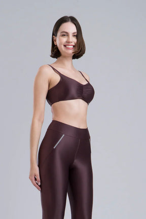Kit Legging Zíper Reflect + Top Lara - Marrom