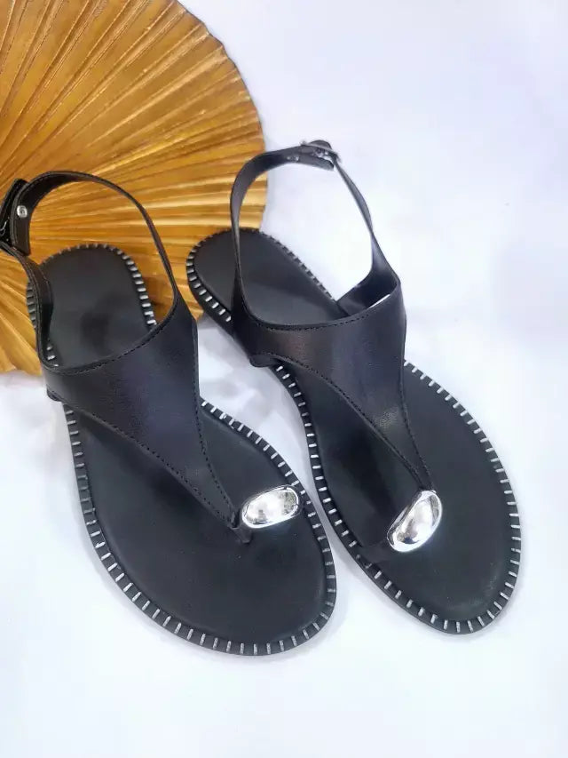 Sandália Rasteira com Gota Safira