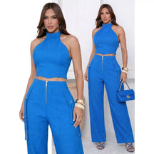 Conjunto Alfaiataria Cropped + Calça Pantalona