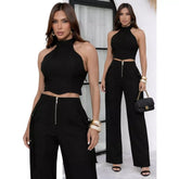 Conjunto Alfaiataria Cropped + Calça Pantalona