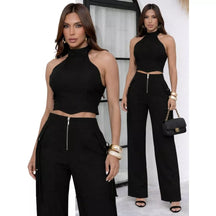 Conjunto Alfaiataria Cropped + Calça Pantalona