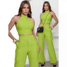 Conjunto Alfaiataria Cropped + Calça Pantalona